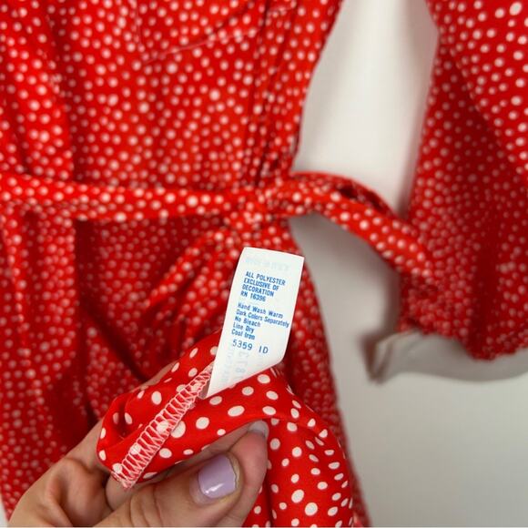 Vintage 80s RARE Valentino Red Polka Dot Wrap Dress - Picture 8 of 11
